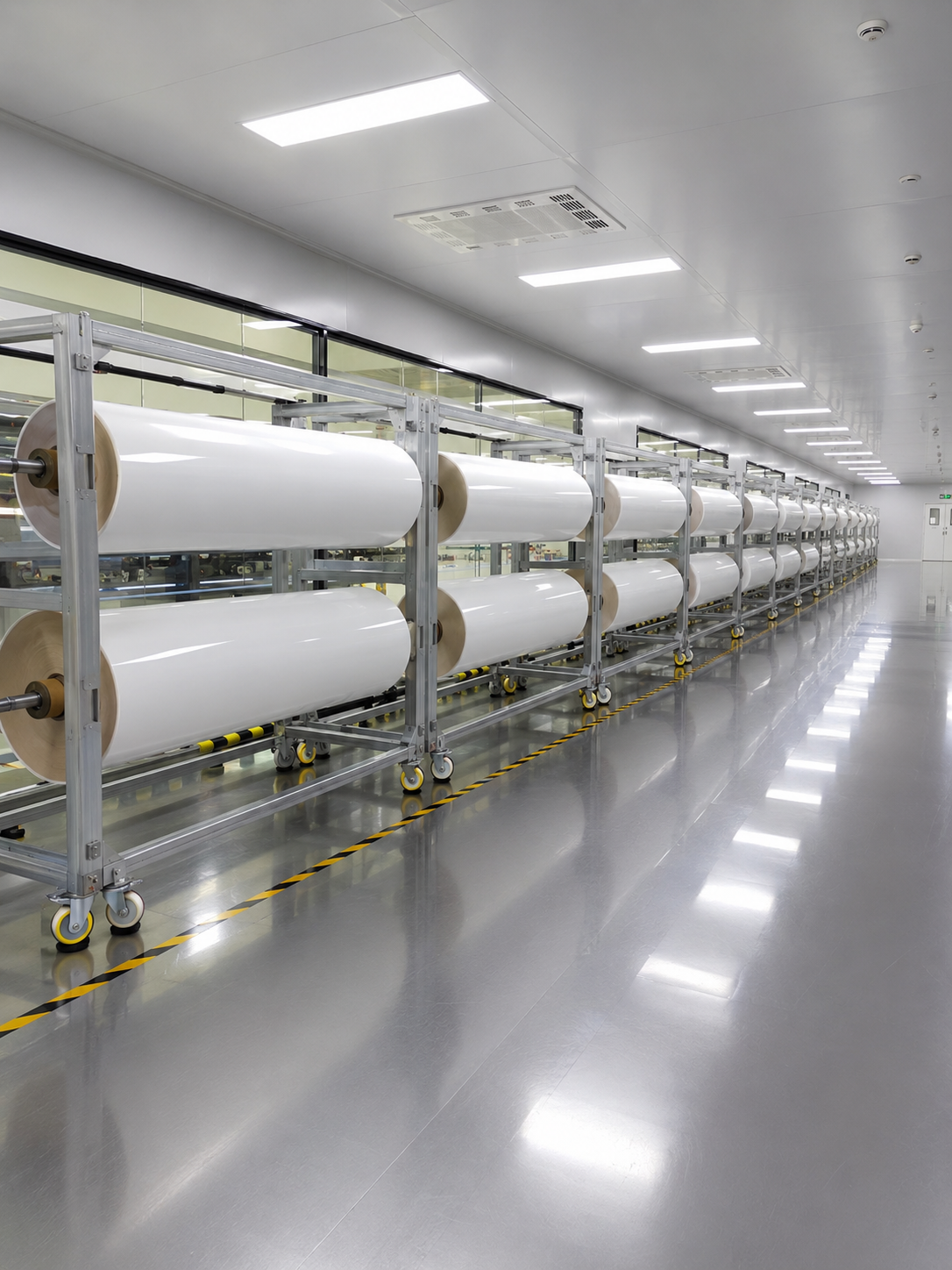 KAVRON factory warehouse with massive film roll inventory