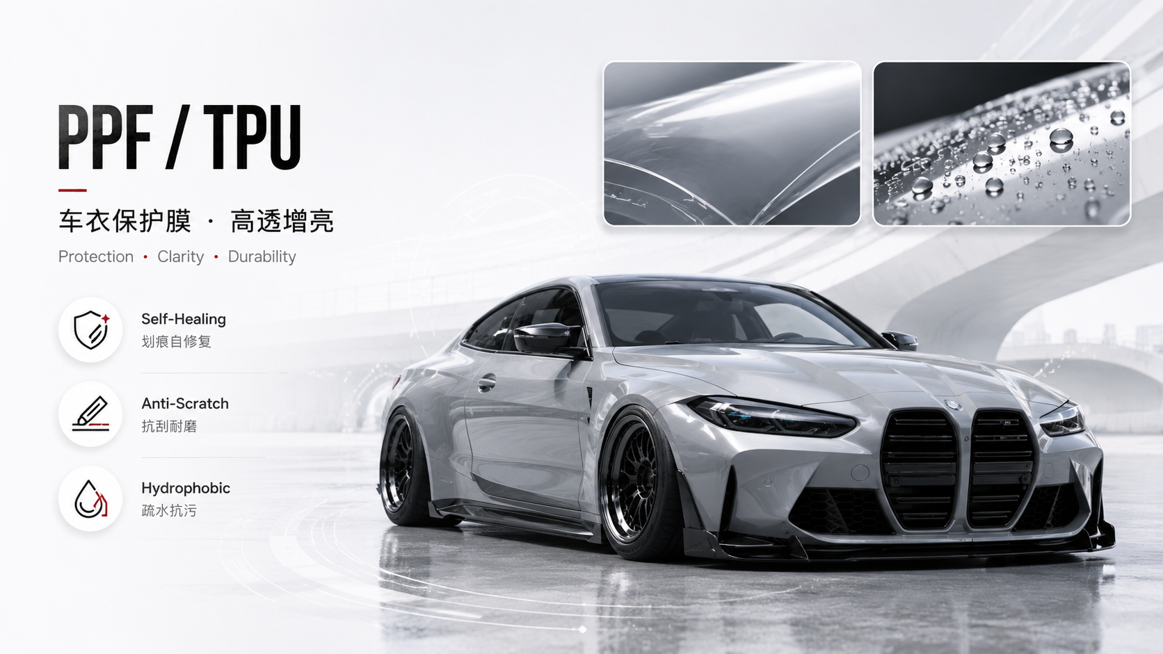 KAVRON TPU PPF paint protection film - self-healing, anti-scratch, hydrophobic